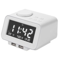 K8 Multifunction Digital Electronic Alarm Clock Radio / Temperature Display / Dual USB Ports EU Charger