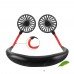 Portable Neckband Fan USB Rechargeable Battery Dual Wind Head 3 Speed Adjustable