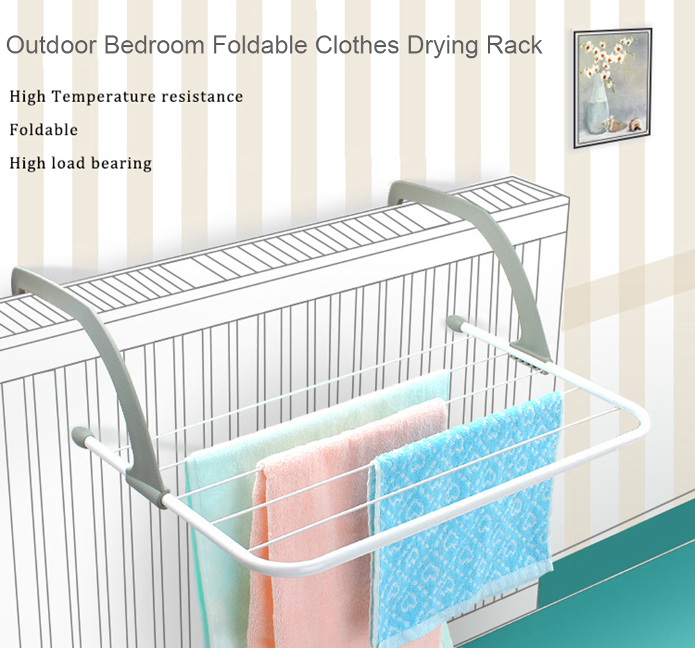 Outdoor Bedroom Foldable Clothes Drying Rack Hanger- White