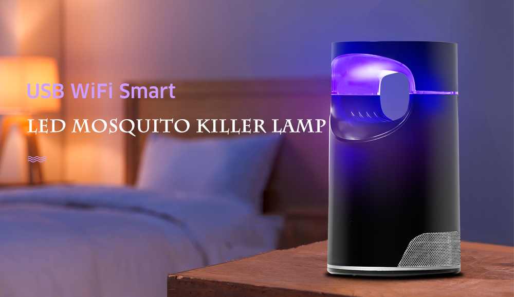 USB WiFi Smart LED Violet Light Mosquito Killer Lamp Support Alexa Google Assistant Voice Control- Black