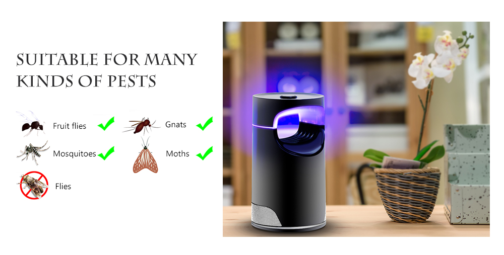 USB WiFi Smart LED Violet Light Mosquito Killer Lamp Support Alexa Google Assistant Voice Control- Black