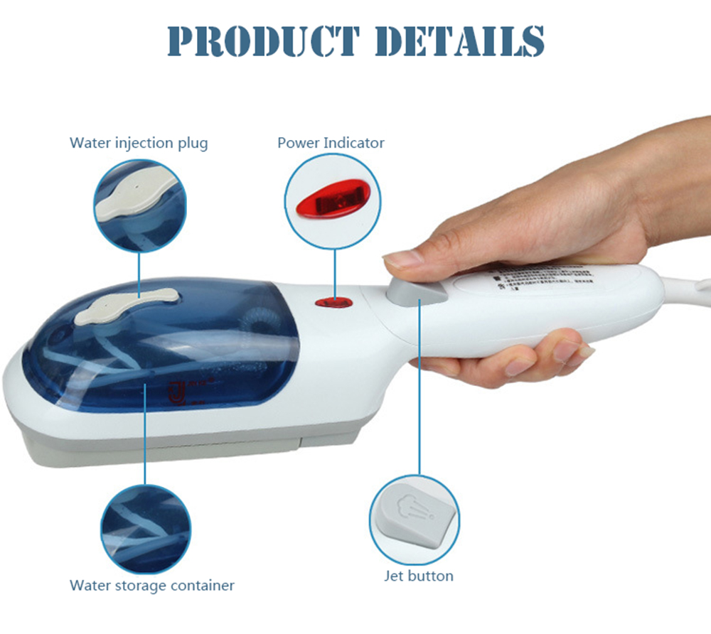 Handheld Portable Mini Steam Iron for Home Travel Use- White EU Plug