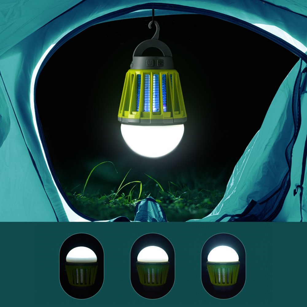 Plastic IP66 waterproof ultrasonic led ultraviolet mosquito lamp- Green USB Port