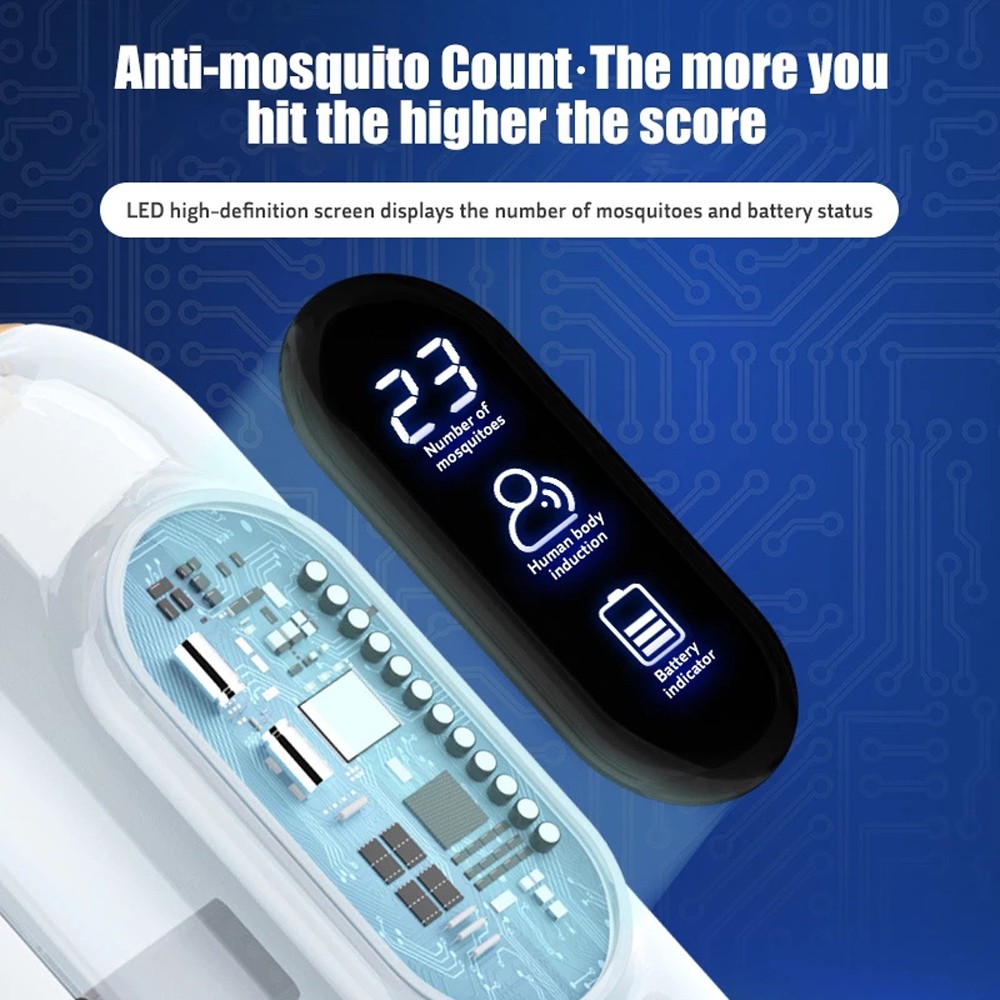 2-in-1 Digital Display Photocatalyst Automatic Mosquito Swatter Household USB Charging - White