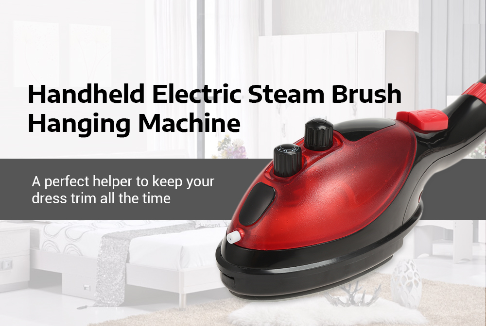 1000W Handheld Mini Steam Hanging Machine Portable Electric Ironing Brush - Love Red