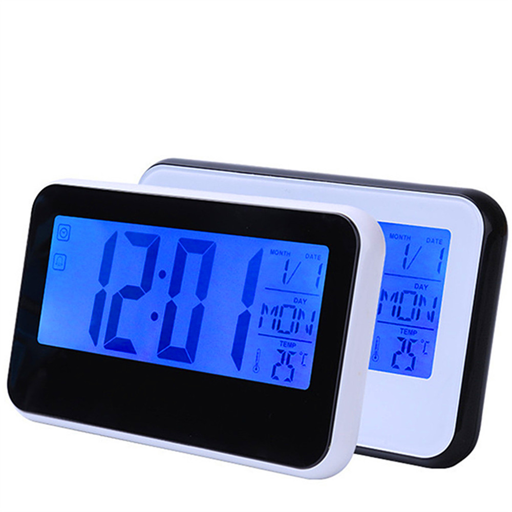 Temperature Digital Display Alarm Clock- White