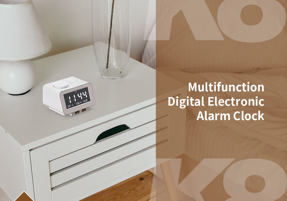 K8 Multifunction Digital Electronic Alarm Clock EU Charger- White