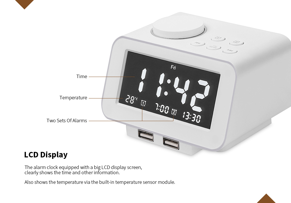 K8 Multifunction Digital Electronic Alarm Clock EU Charger- White