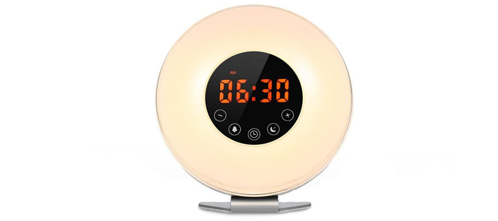 Smart Wake-up LED Touch Light Alarm Clock with FM Radio- White EU Plug