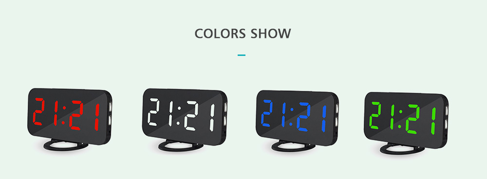 LED Digital Alarm Table Clock Brightness Adjustable for Home Office Hotel- Black Blue Numbers