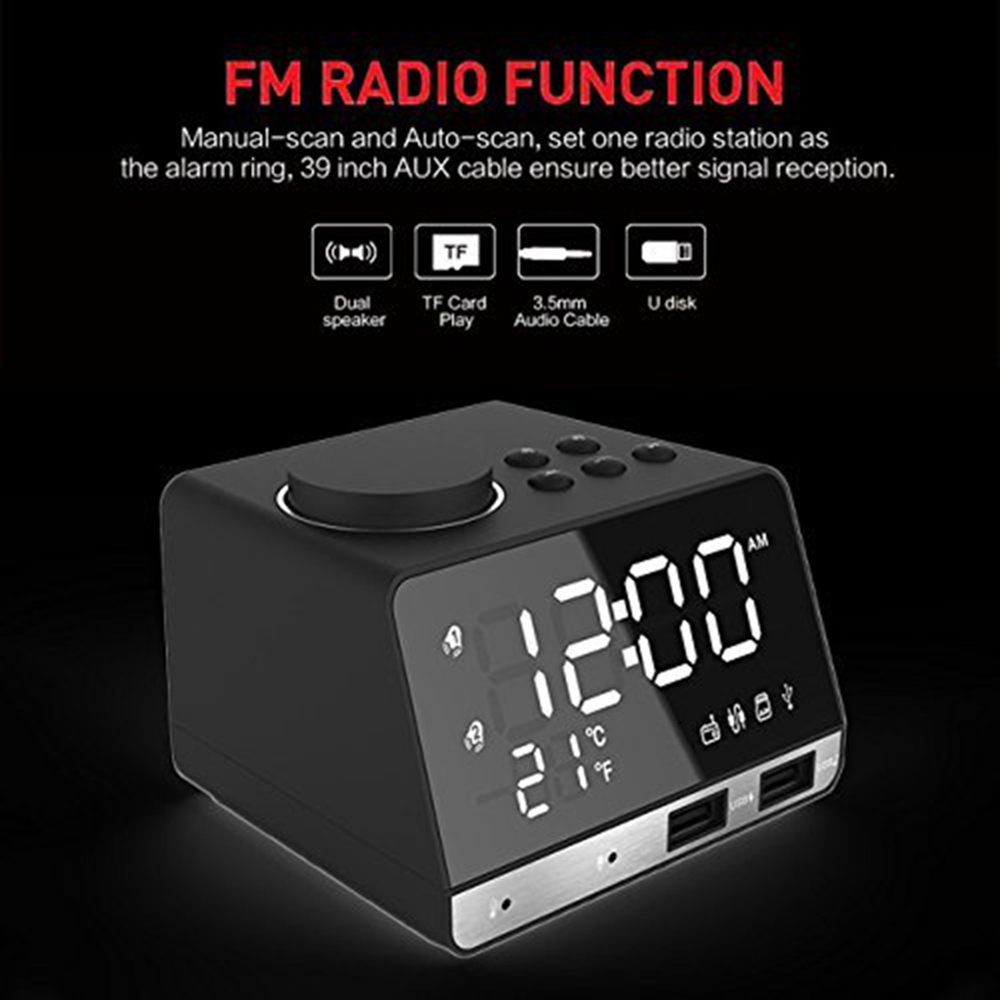 Creative Bluetooth Music Speaker Alarm Clock with Radio- White EU