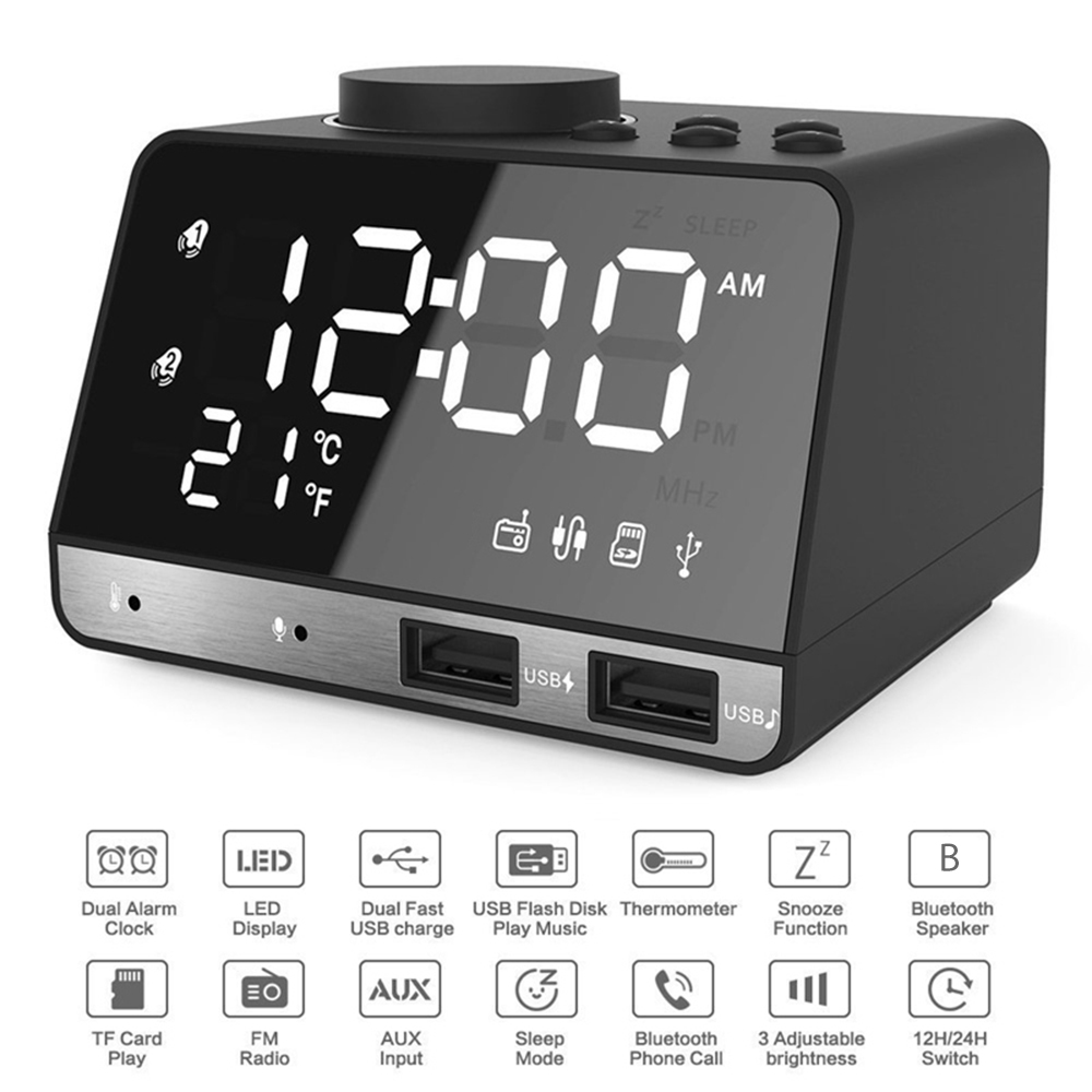 Creative Bluetooth Music Speaker Alarm Clock with Radio- White EU