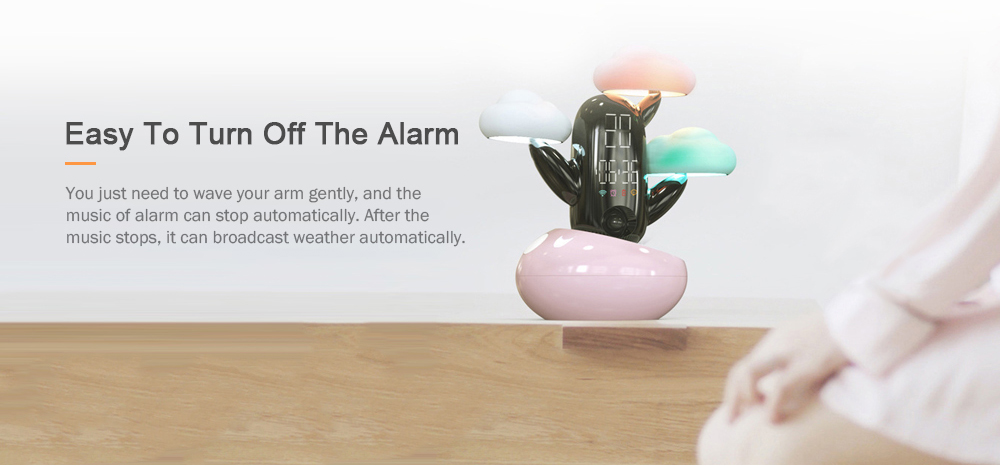 Creative Multi-functional USB Rechargeable Intelligent Alarm Clock Night Light- White