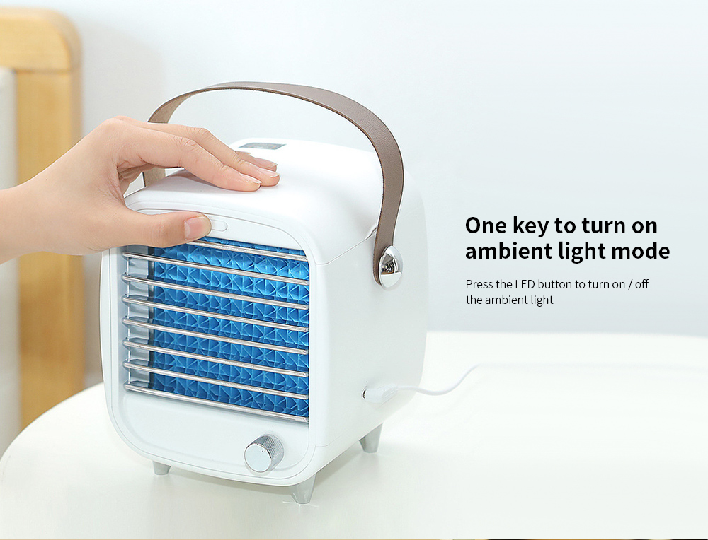 Portable Mini Retro Ice Cooling Fan One key to turn on ambient light mode