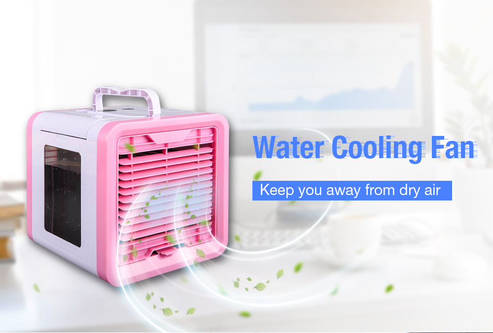 USB Mini Air Conditioner Home Desktop Water Cooling Fan- Pink