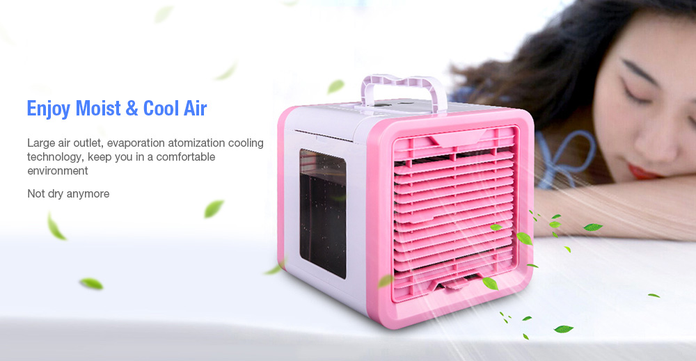 USB Mini Air Conditioner Home Desktop Water Cooling Fan- Pink