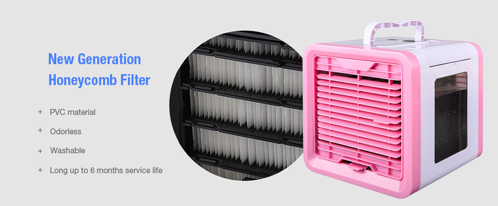 USB Mini Air Conditioner Home Desktop Water Cooling Fan- Pink