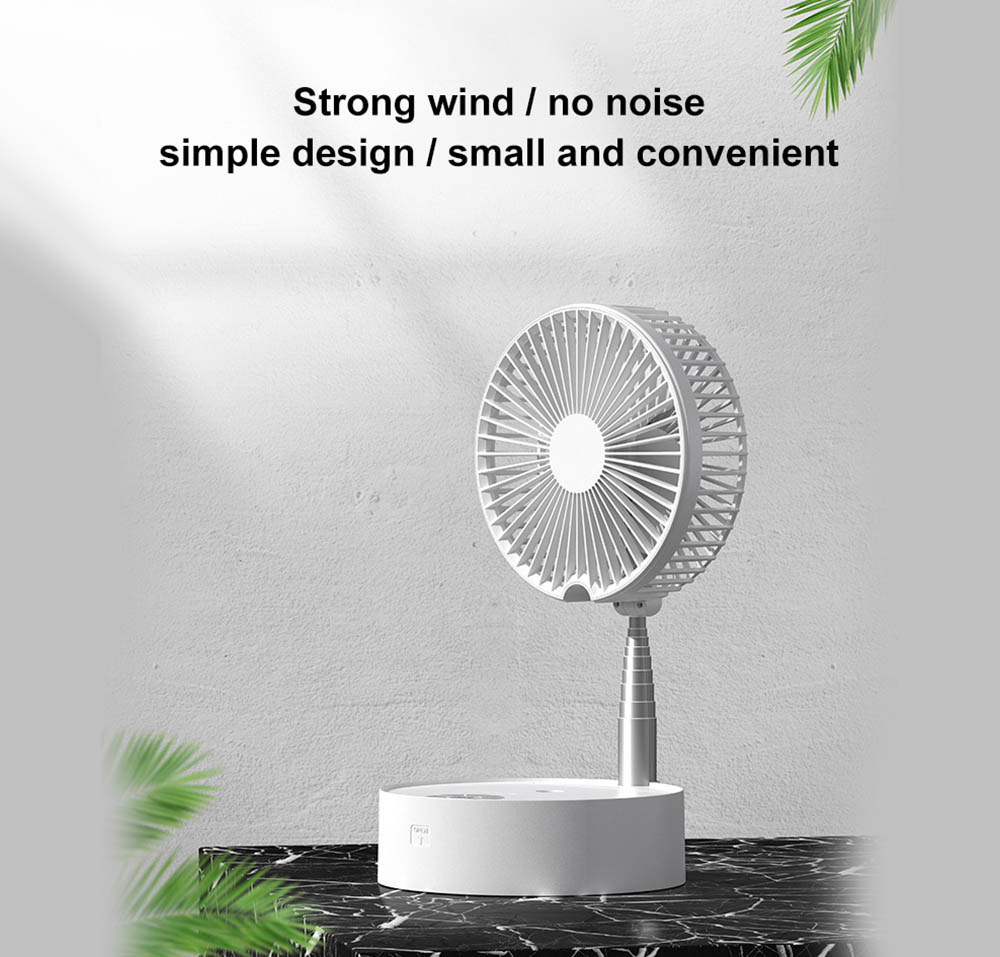 P9S Foldable Electronic Fan for Office Desktop Outdoor Retractable USB Charging with Remote Control Spray Humidification Night Light - White