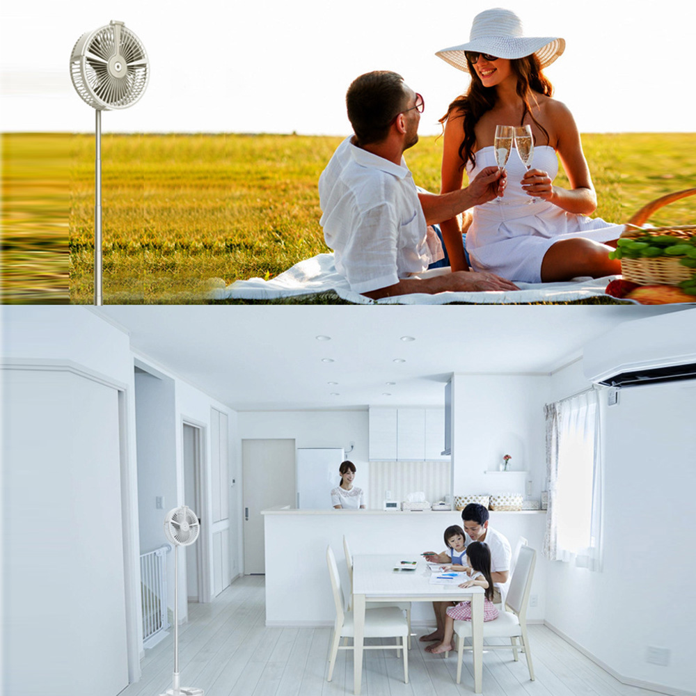 P9S Foldable Electronic Fan for Office Desktop Outdoor Retractable USB Charging with Remote Control Spray Humidification Night Light - White