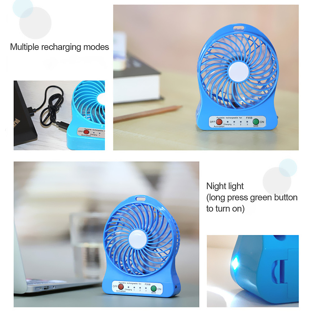 Portable Hand-held Electric USB Fan- Deep Sky Blue