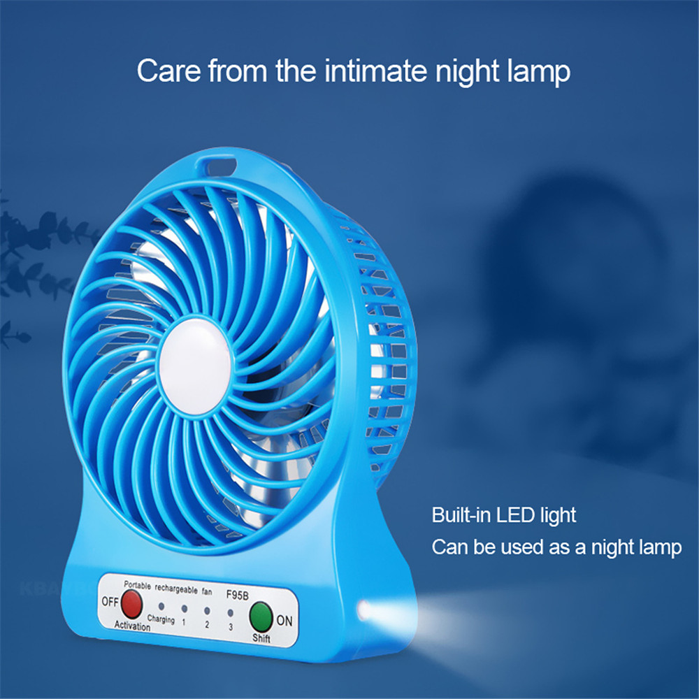 Portable Hand-held Electric USB Fan- Deep Sky Blue