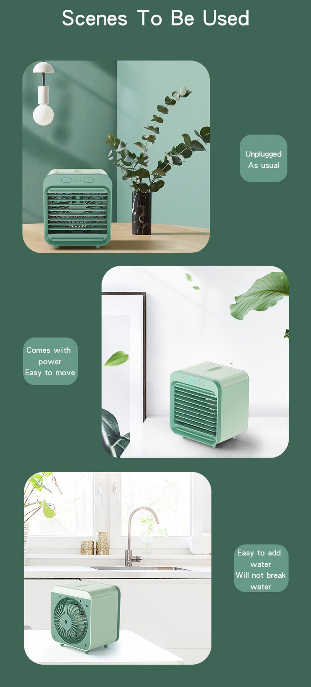 SL08 Mini Air Conditioner Cooling Desktop Water Cooling Spray USB Charging Fan Student Dormitory Office Air Cooler - White