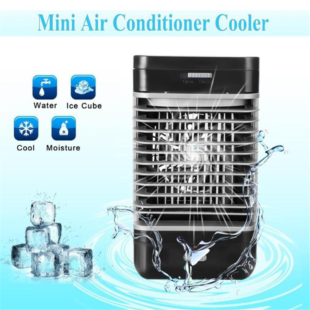 3 in 1 Mini Air Conditioner Cooler Fan Cooling Device Humidifier Air Purifier- Black UK Plug