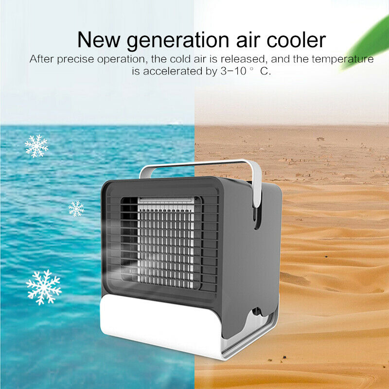 Portable Mini Air Conditioner Cool Cooling Fan For Bedroom Artic Cooler Fan LED- Black
